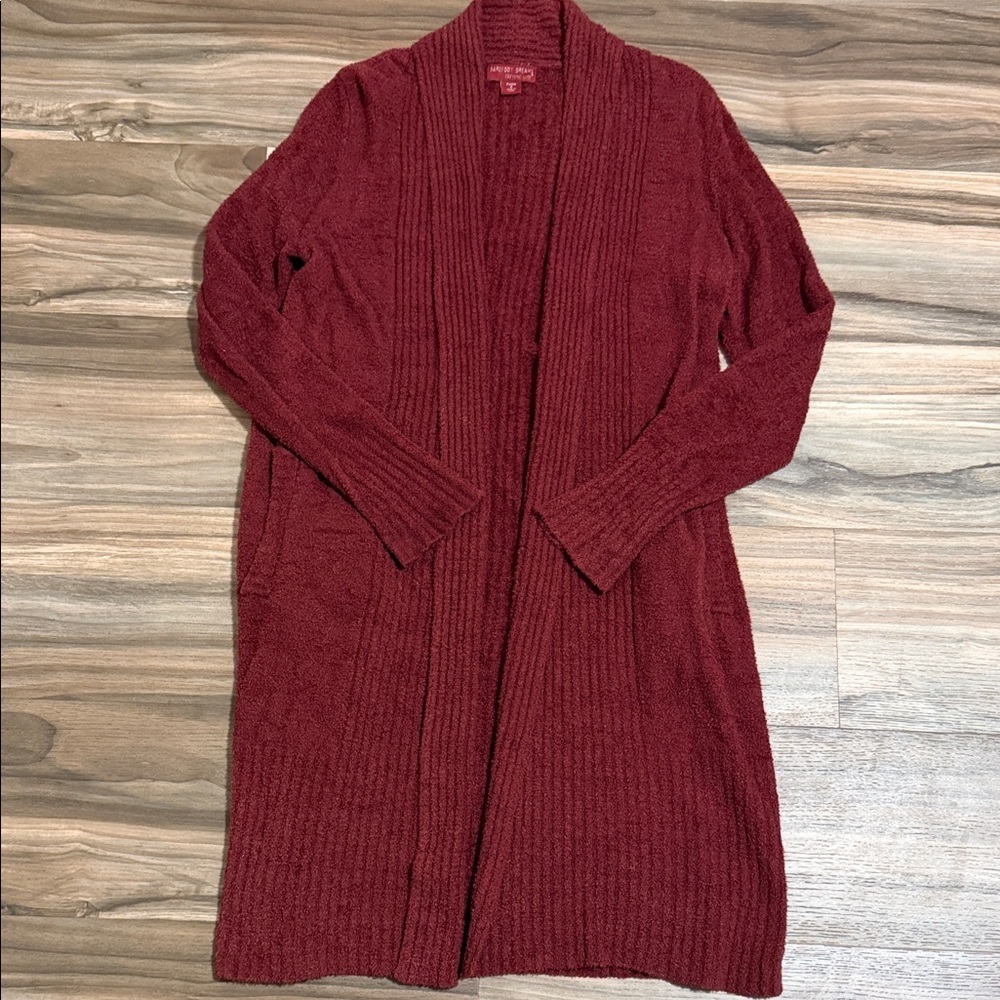 Barefoot Dreams CozyChic Lite Catalina Long Cardigan Red Women’s Sz.SP Petite